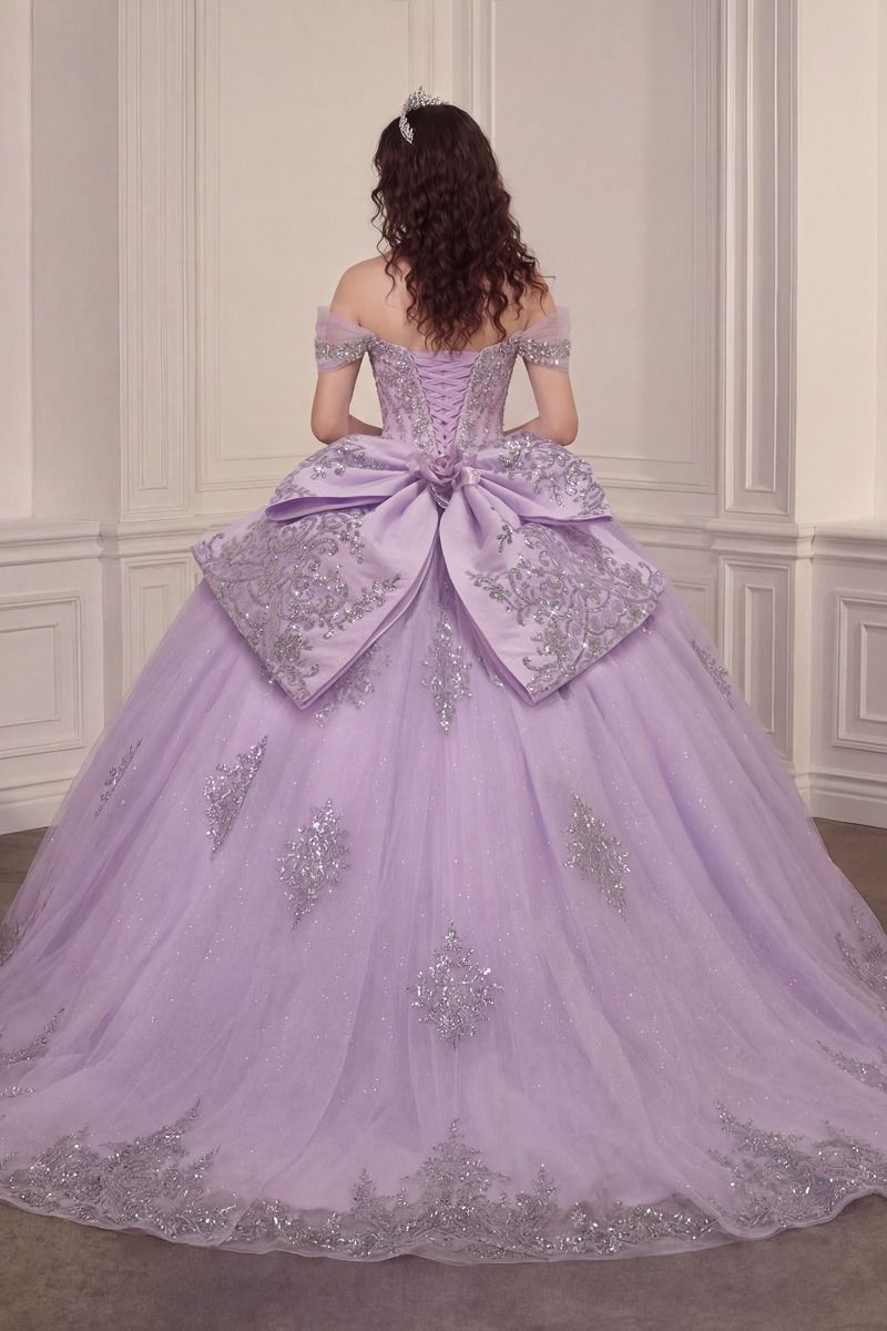 Lavender Off-the-Shoulder Floor-Length Tulle Quinceanera Ball Gown LaDivine 15730