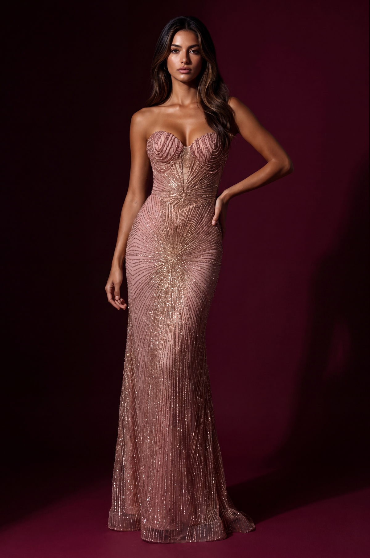 Long Sequence Prom Formal Evening Dress