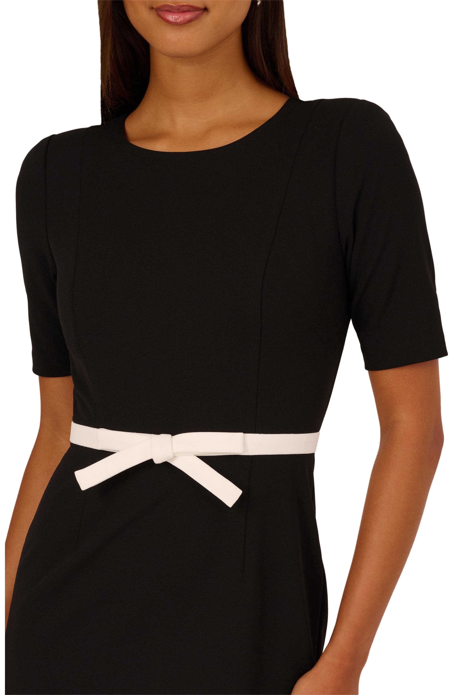 Crew/High-Neck Knee-Length Jersey Occasion Sheath/Column Adrianna Papell AP1D106428