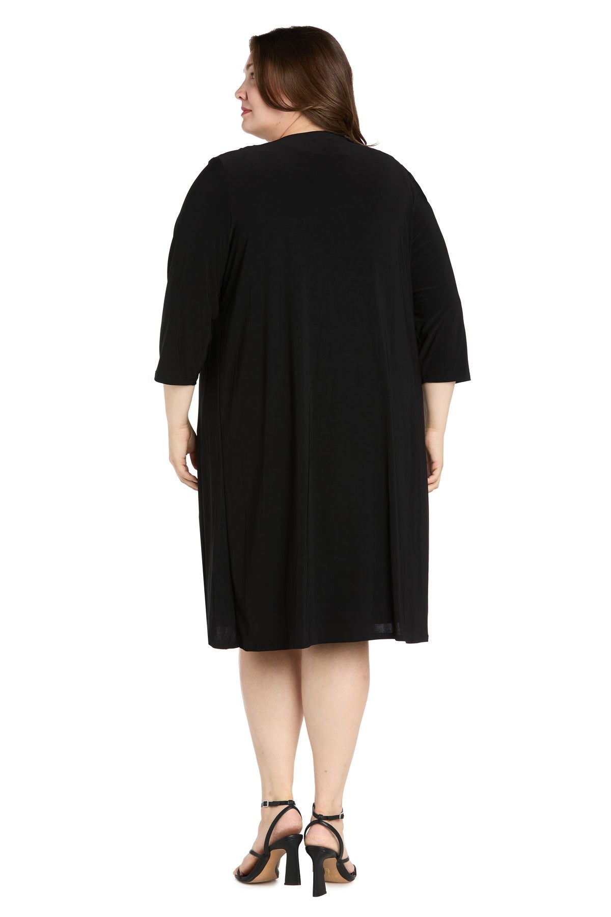 Scoop Neck Knee-Length Jersey Shift Dress by R&M Richards 1617W in Black/White