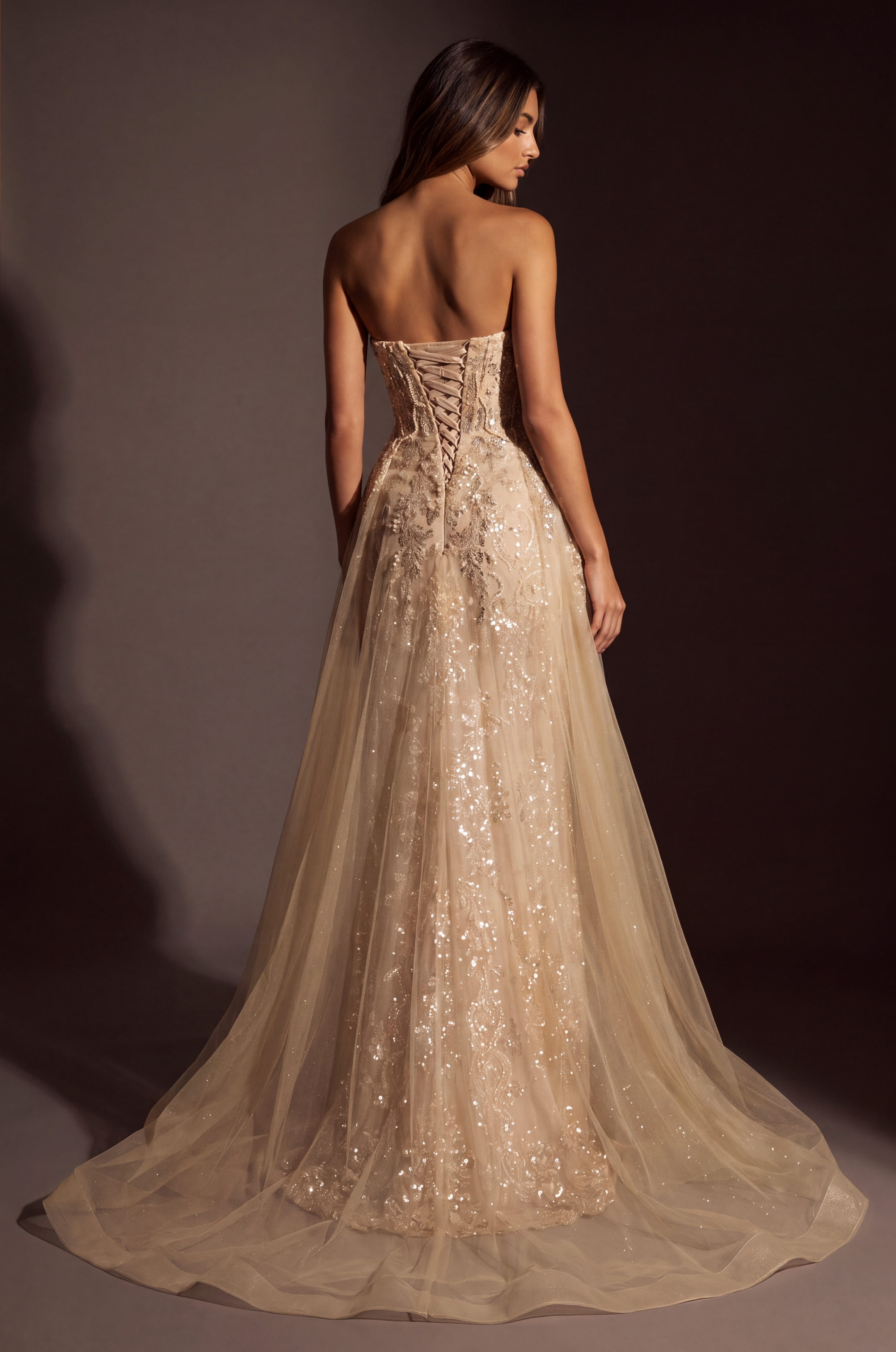Strapless Curved Neck Floor-Length Sequin Occasion Mermaid The Dress Outlet 1626