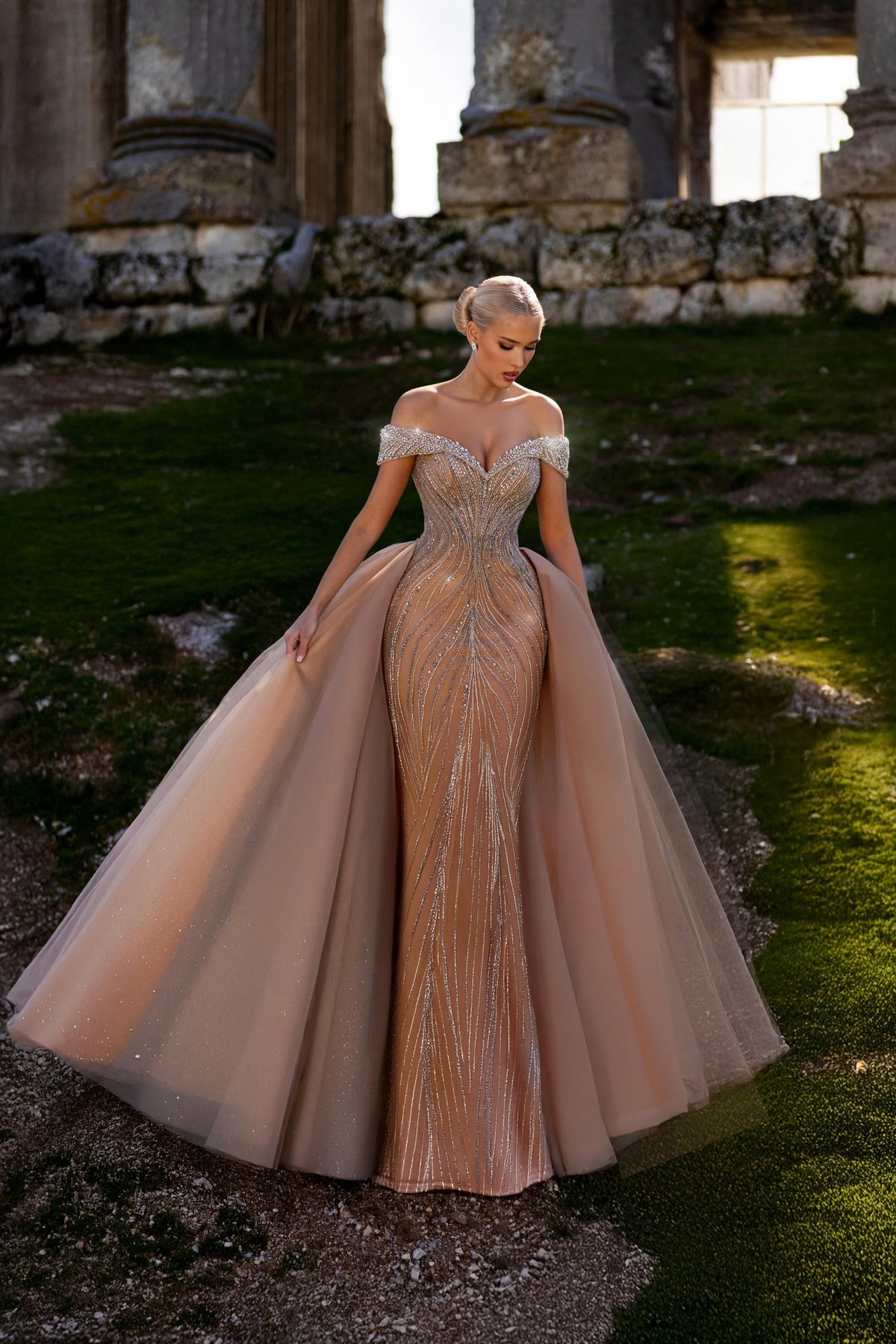 Off-the-Shoulder Floor-Length Tulle Prom Mermaid Trumpet Pre Order