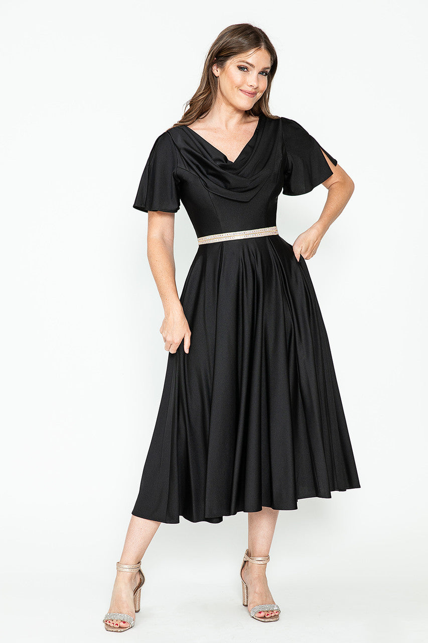 Cocktail Dresses Short Pleated Cocktail Dress Lenovia 5296 Black