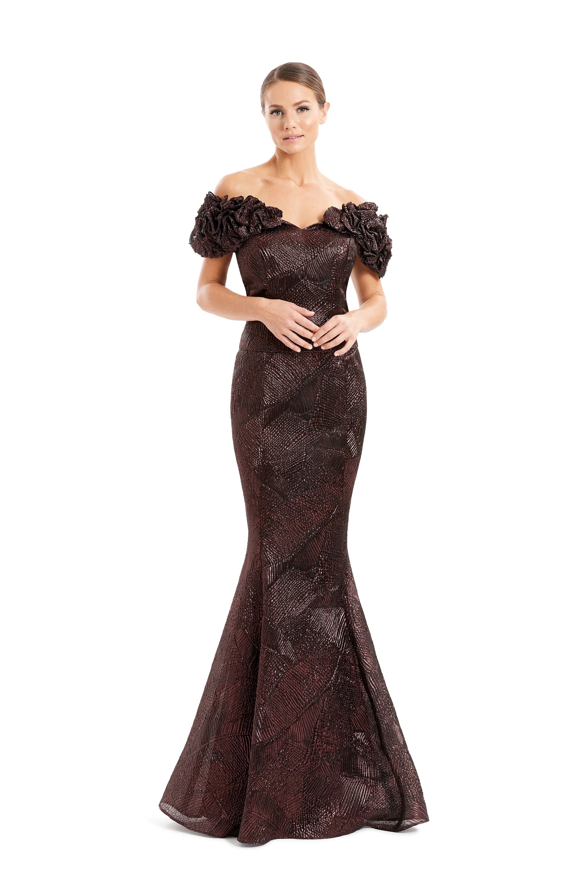 Formal Dresses Long Metallic Formal Ruffle Evening Dress Wine