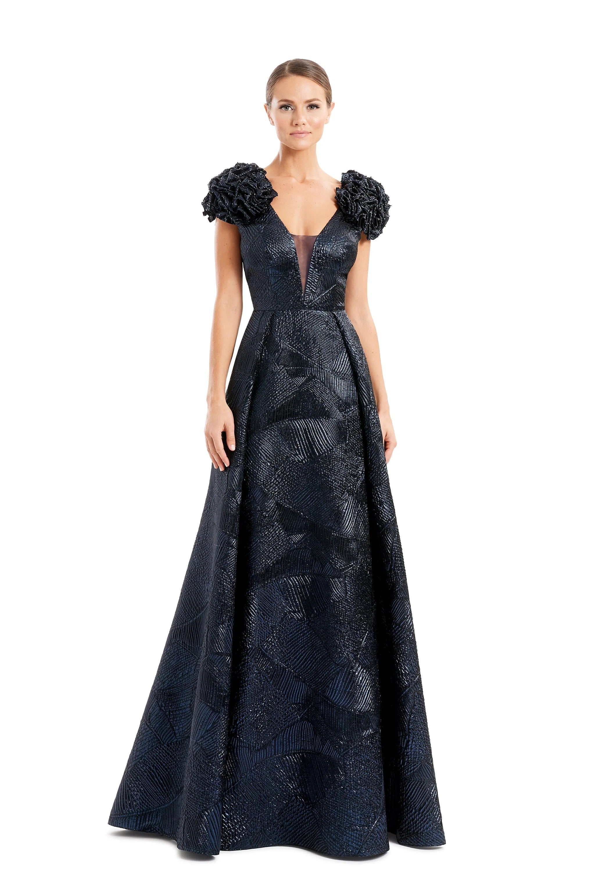 Formal Dresses Pleated Long Formal A Line Evening Dress Navy
