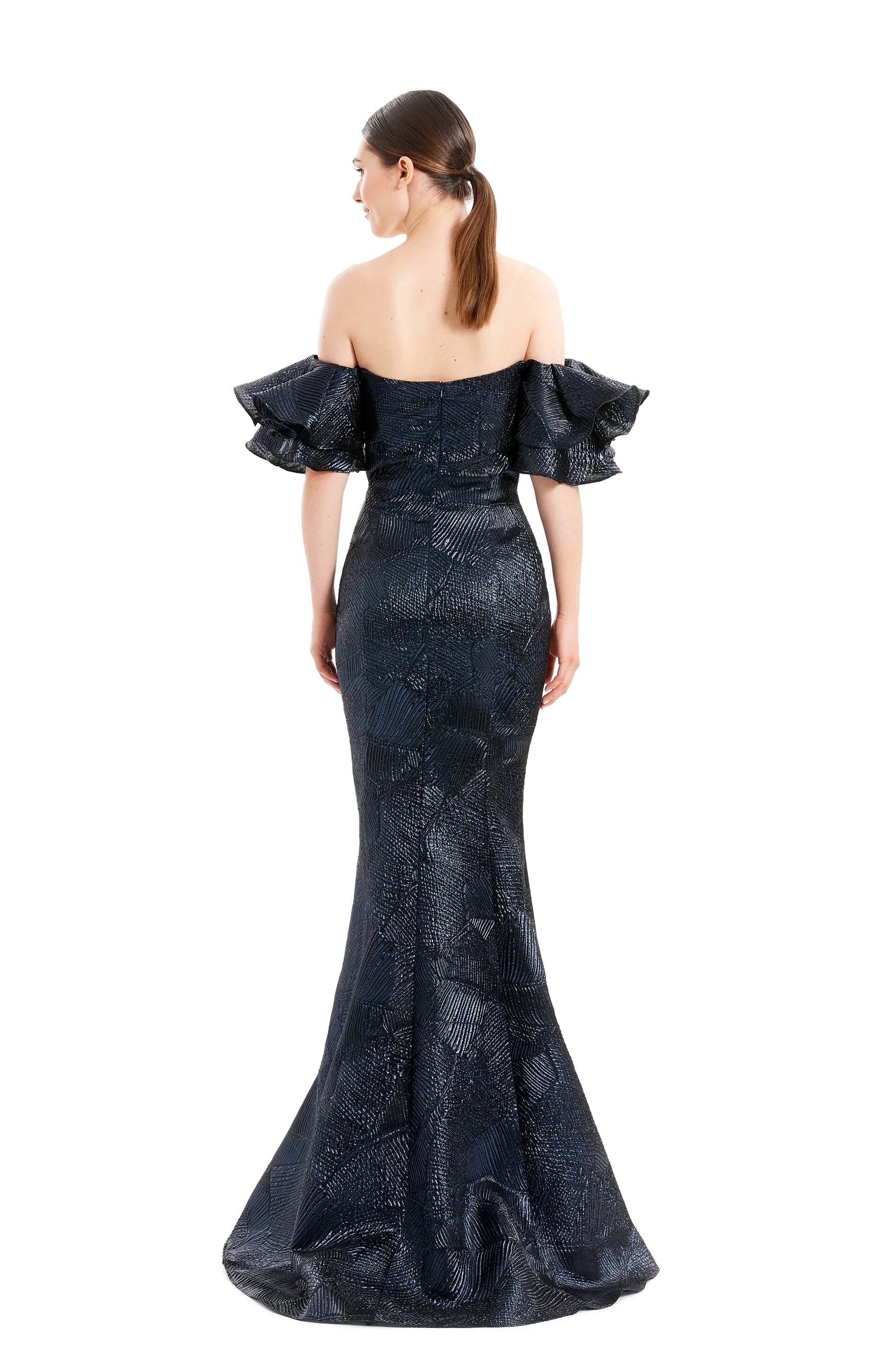 Formal Dresses Floral Beaded Long Formal Evening Dress Navy