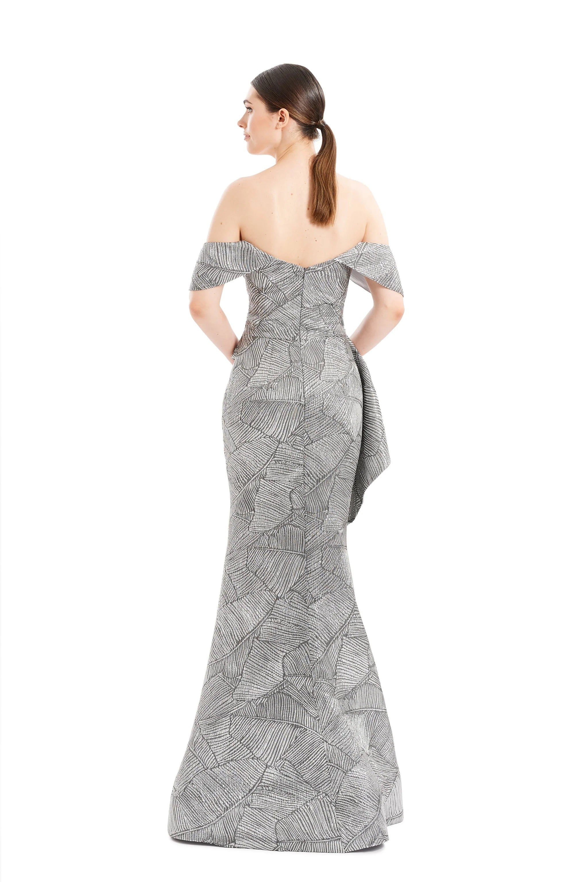 Formal Dresses Beaded Formal Long Ruffle Evening Dress Silver