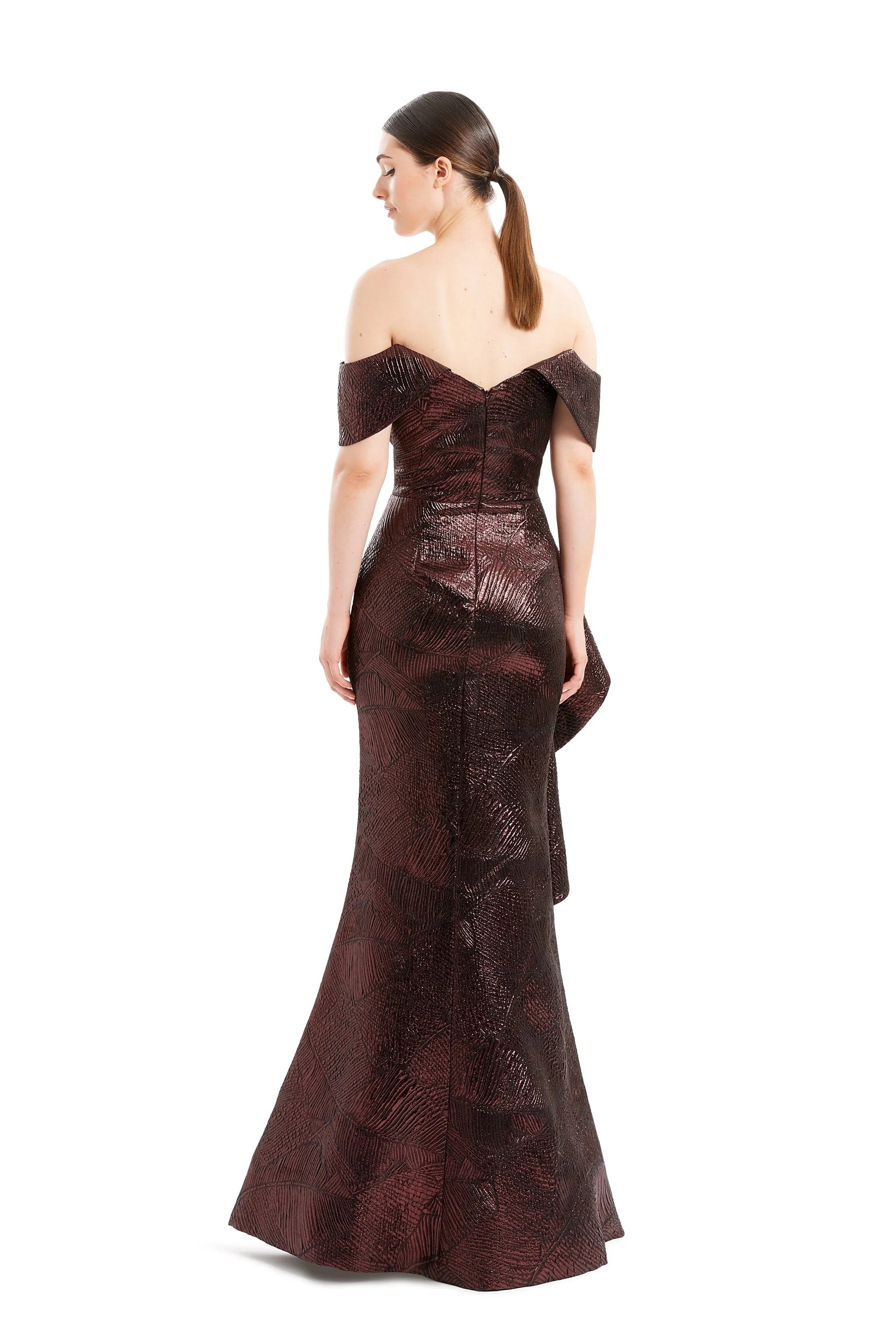 Formal Dresses Beaded Formal Long Ruffle Evening Dress Wine