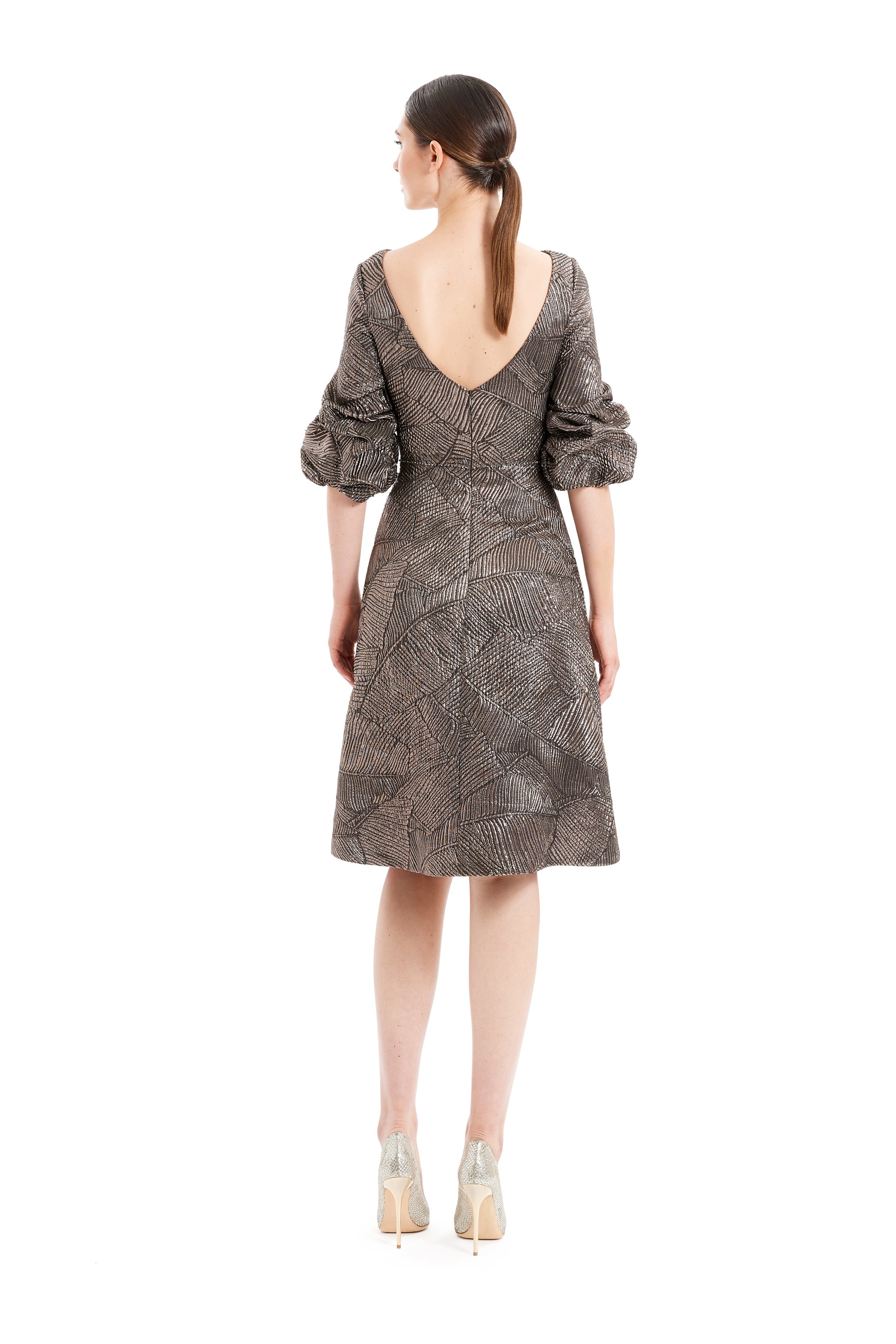 Cocktail Dresses Short Beaded A Line Knee Length Cocktail Dress Mocha