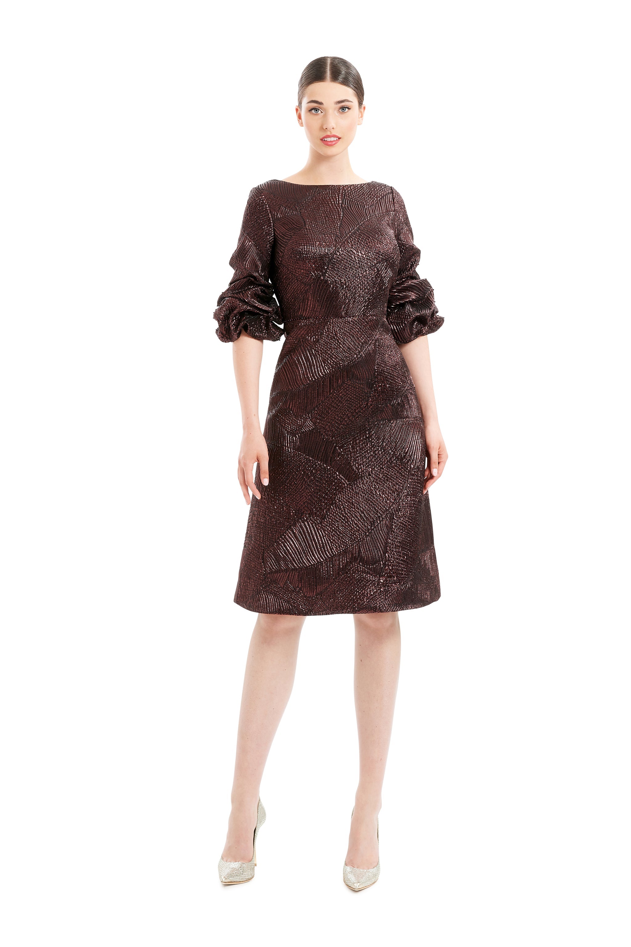 Cocktail Dresses Short Beaded A Line Knee Length Cocktail Dress Wine