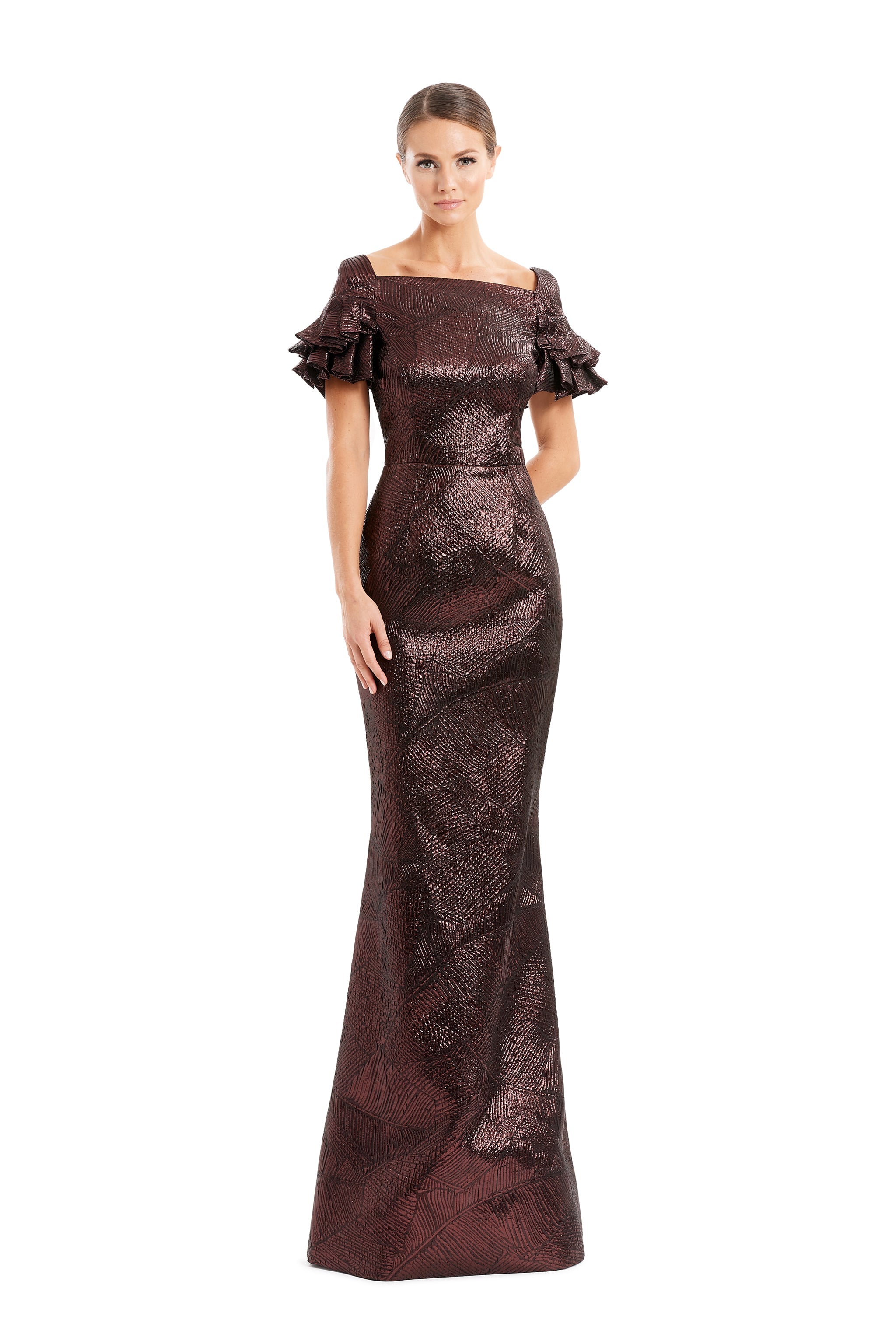 Formal Dresses Long Metallic Formal Pleated Evening Dress Wine