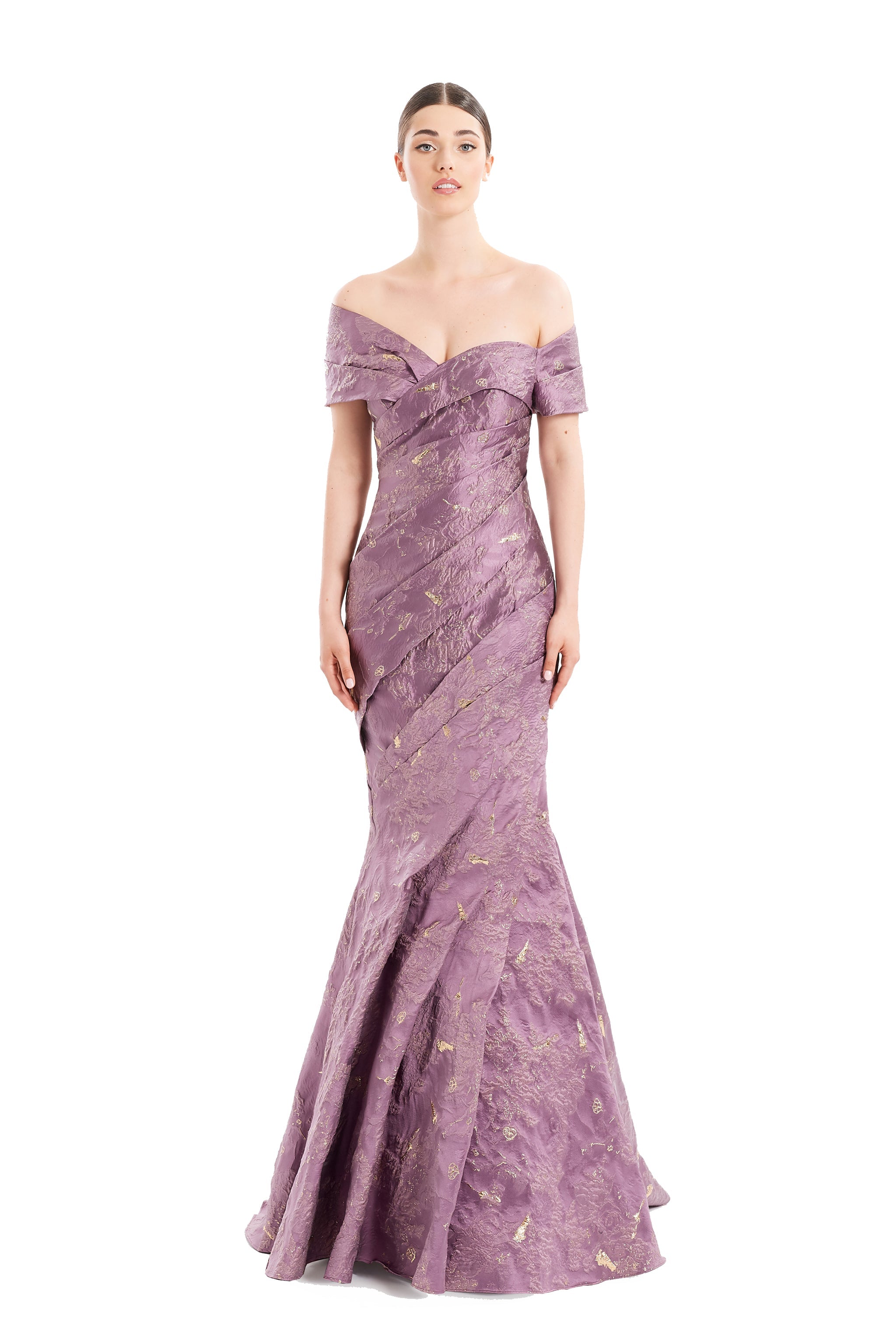 Formal Dresses Mermaid Long Pleated Formal Dress Mauve/Gold