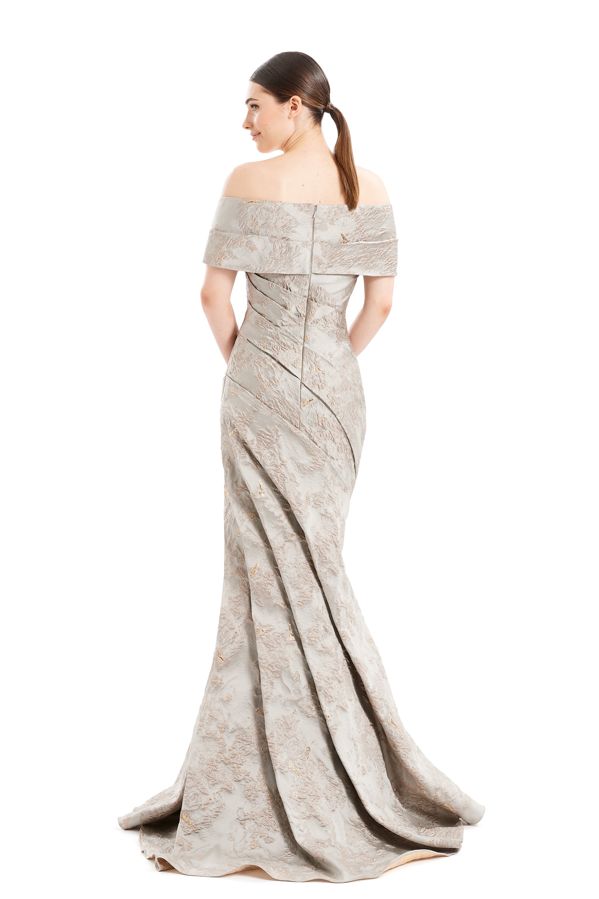 Formal Dresses Mermaid Long Pleated Formal Dress Silver Mink/Gold