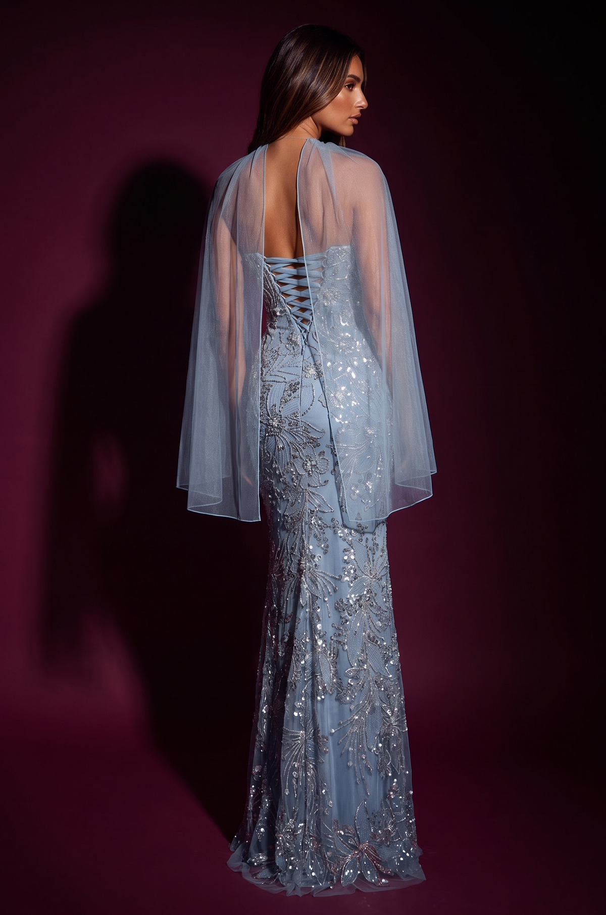 Prom Floral Sequined couture Formal Dress