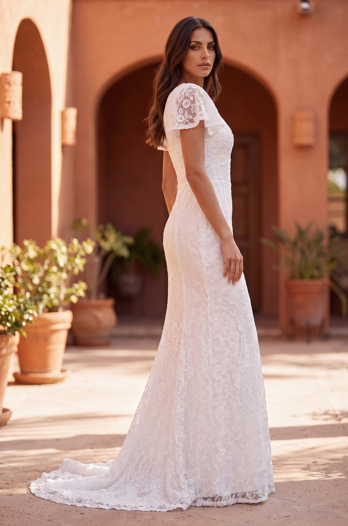 Short Sleeve Lace Wedding Dress