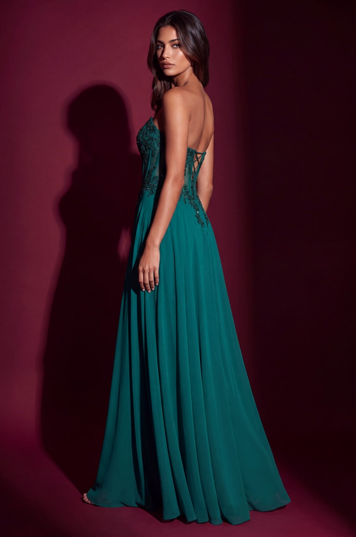 Strapless Sweetheart Beaded Corset A-Line Evening Dress
