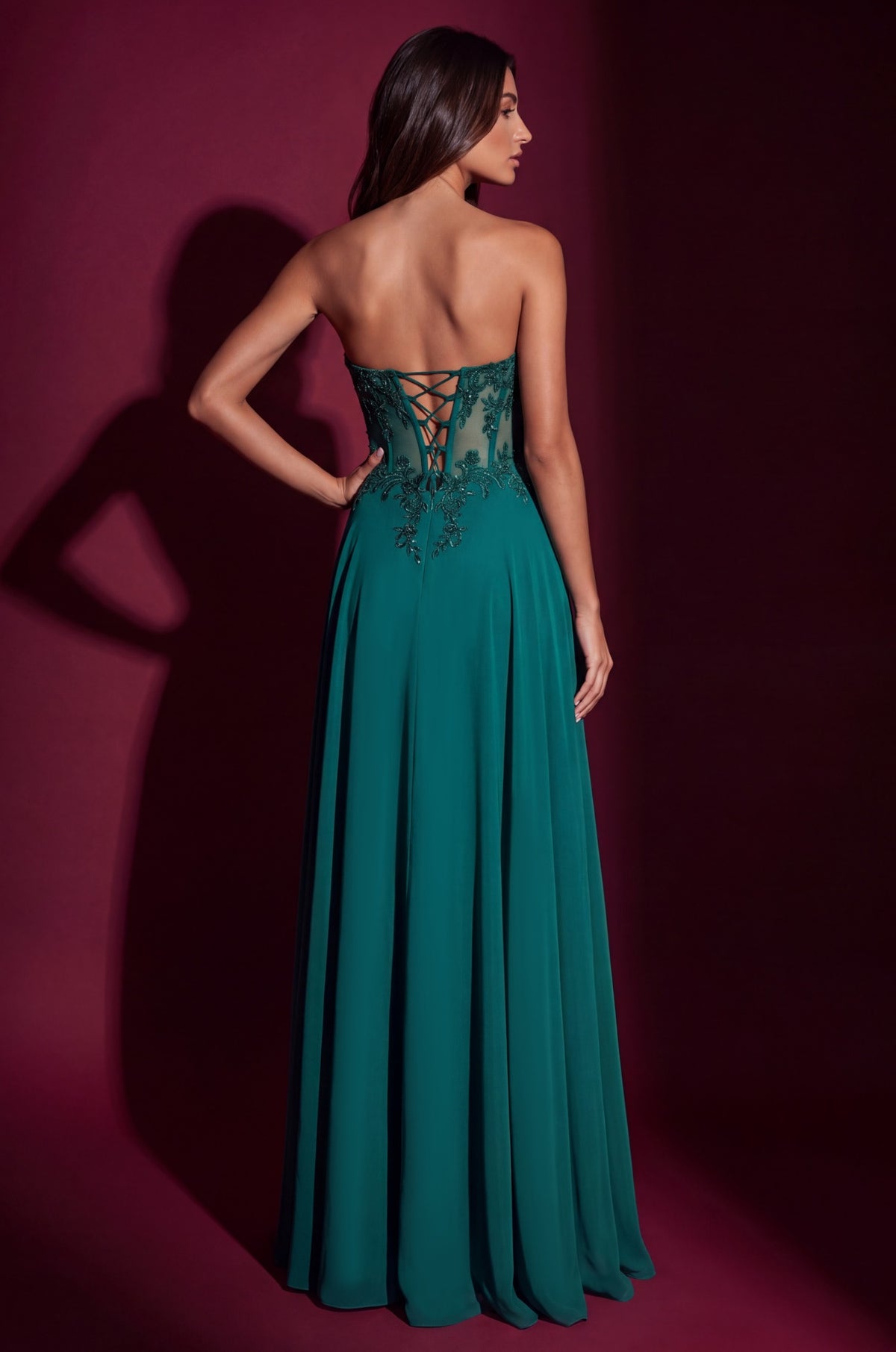 Strapless Sweetheart Beaded Corset A-Line Evening Dress