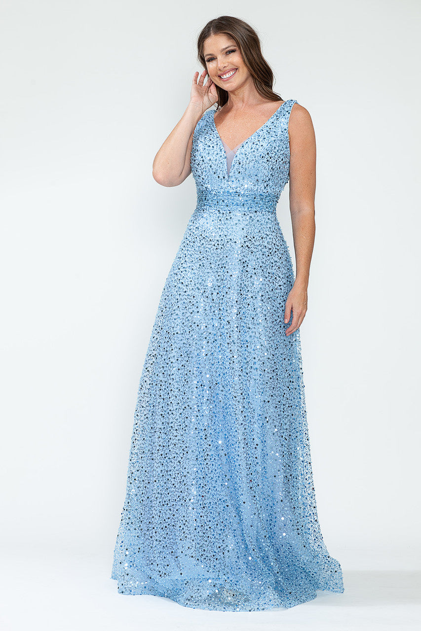Prom Dresses Sequin Long Beaded Formal Prom Dress Lenovia 8217 Sky Blue