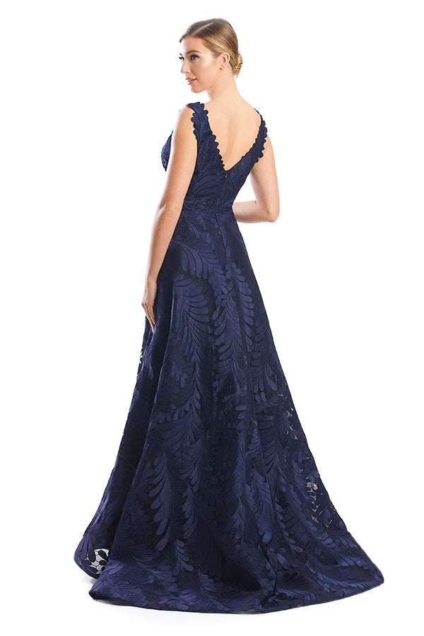 Prom Dresses Long Ball Gown Floral Print Prom Dress Navy/Delphi