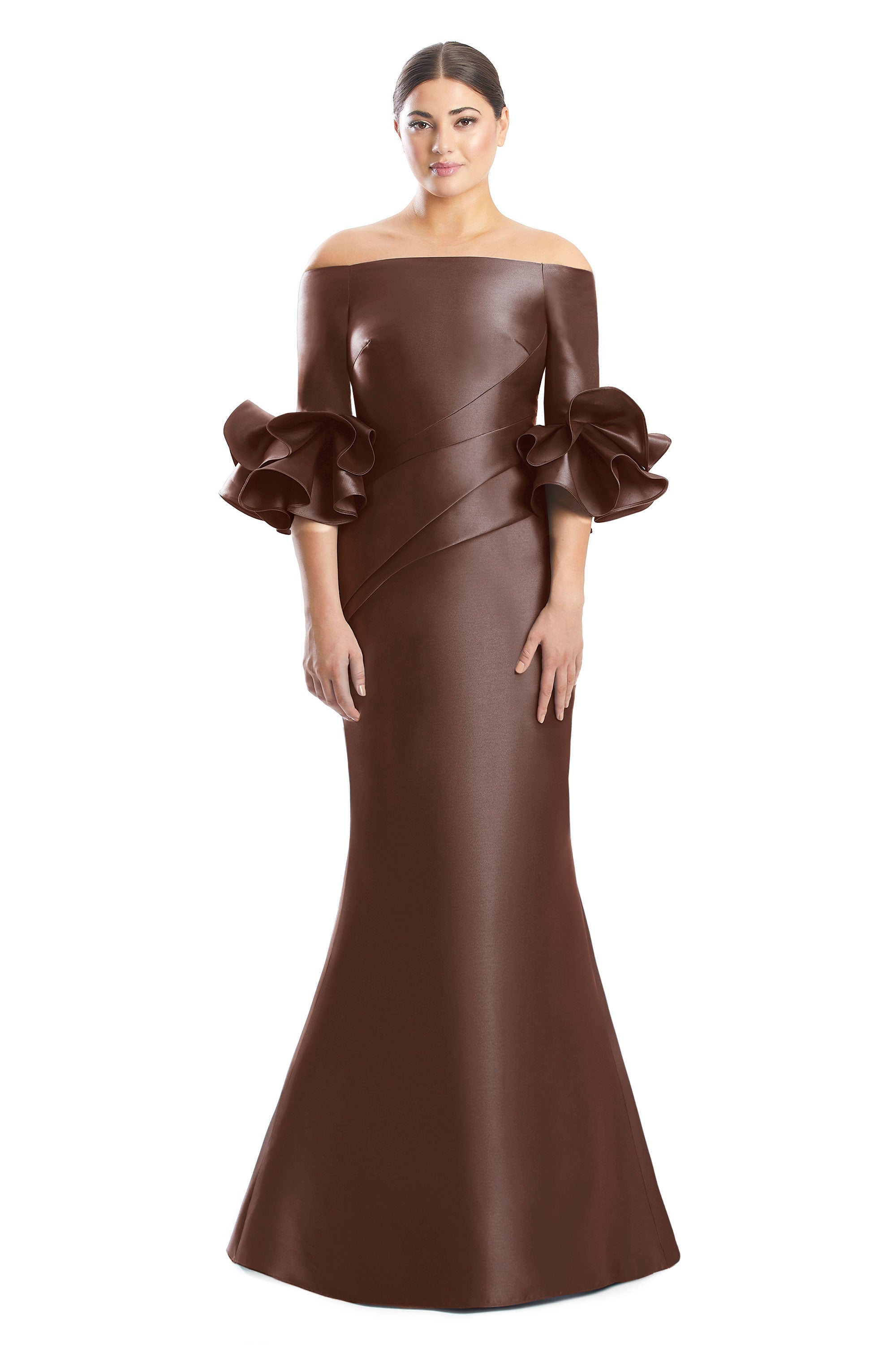 Formal DressesLong Ruffle Formal Evening Dress Cocoa