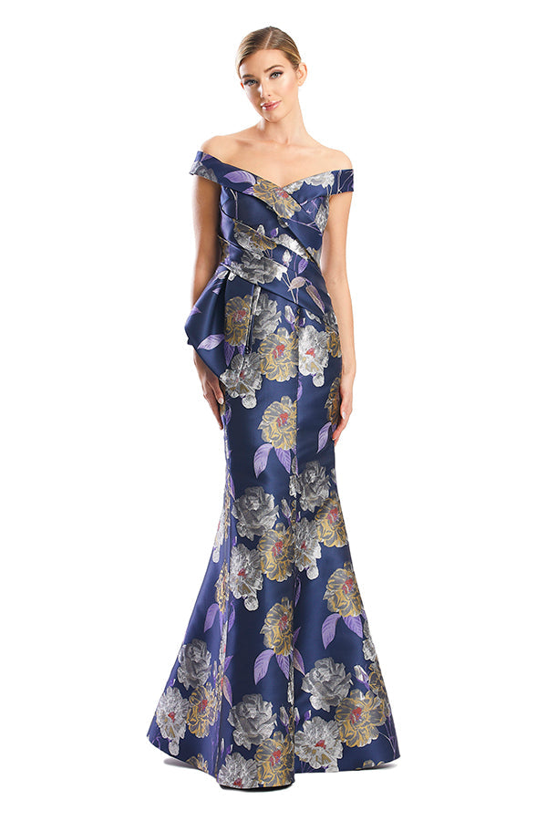 Formal Dresses Long Mermaid Floral Printed Evening Dress Navy/Multi