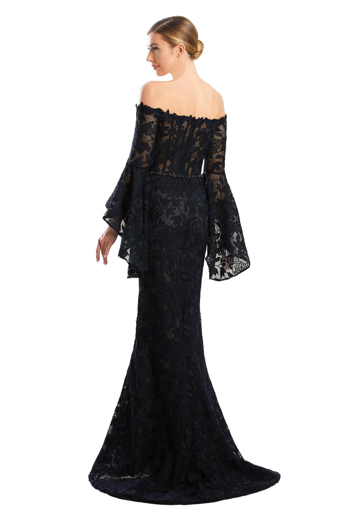 Formal Dresses Long Formal Beaded Lace Evening Dress Black