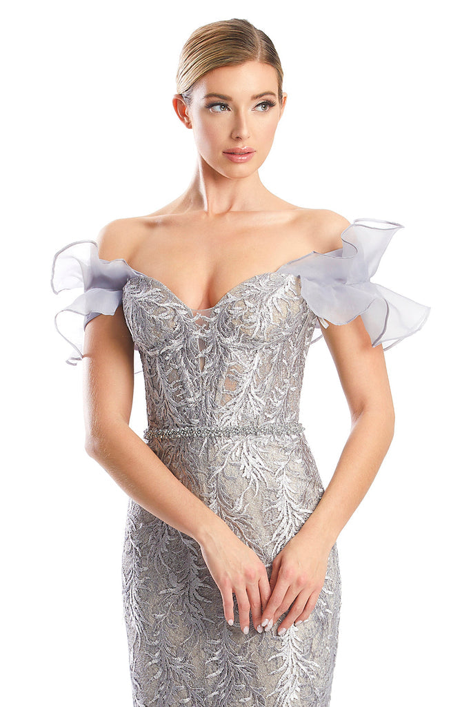 Prom Dresses Fitted Long Formal Lace Evening Prom Dress Dove Grey