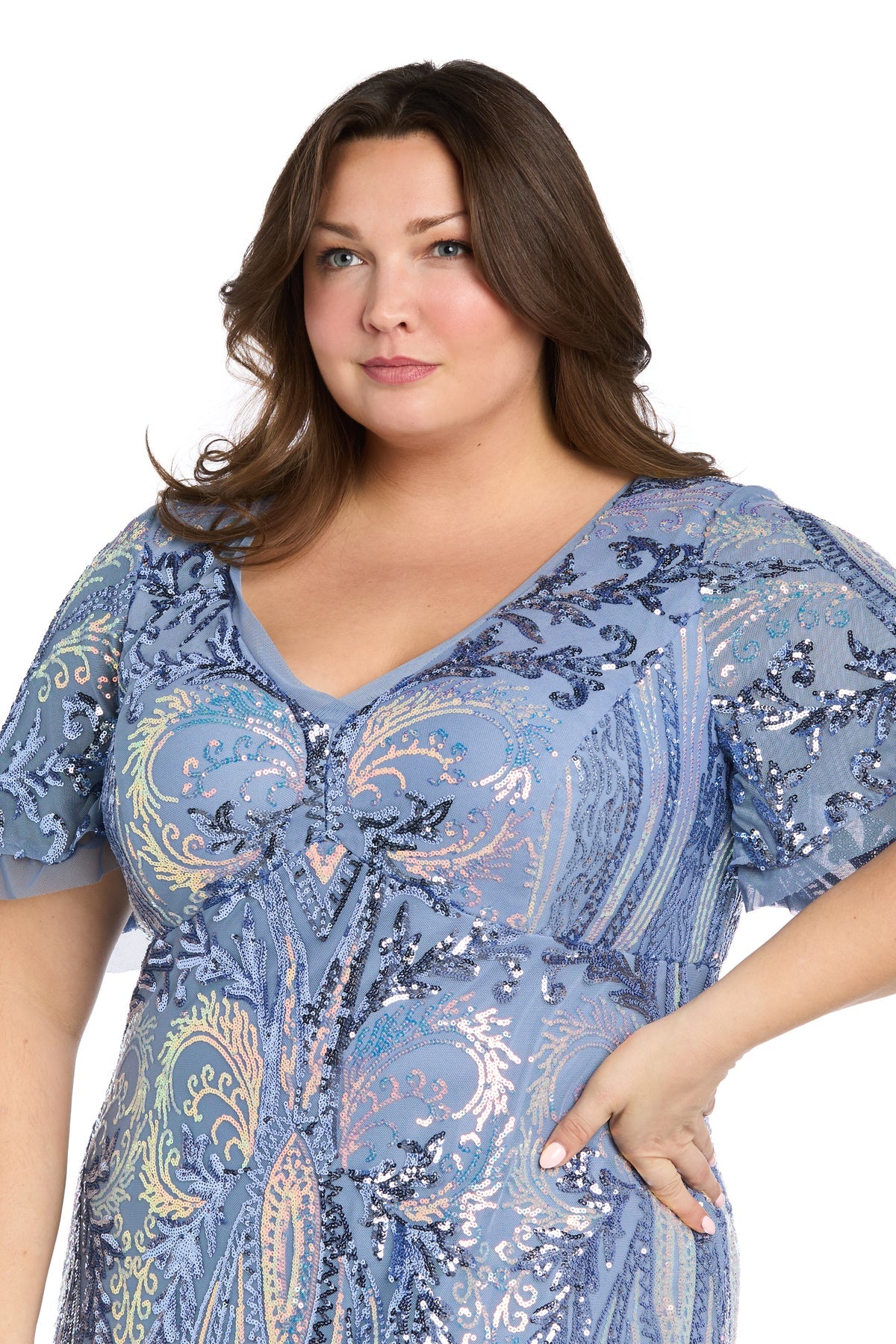 Plus Size Dresses Long Formal Plus Size Sequin Evening Dress Wedgewood