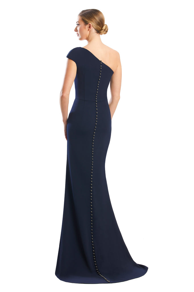 Formal Dresses Fitted Long Formal Peplum Evening Dress Navy