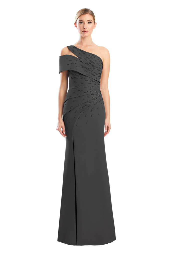 Formal Dresses Long Fitted Formal Beaded Evening Dress Hematite
