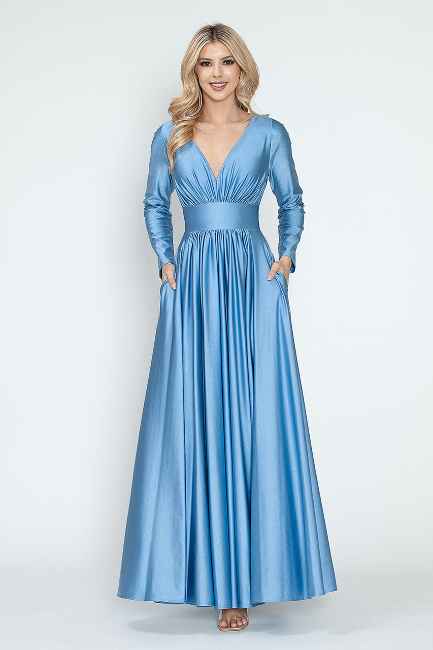 Formal Dresses Long Sleeve A Line Formal Dress Lenovia 5231 Perry Blue