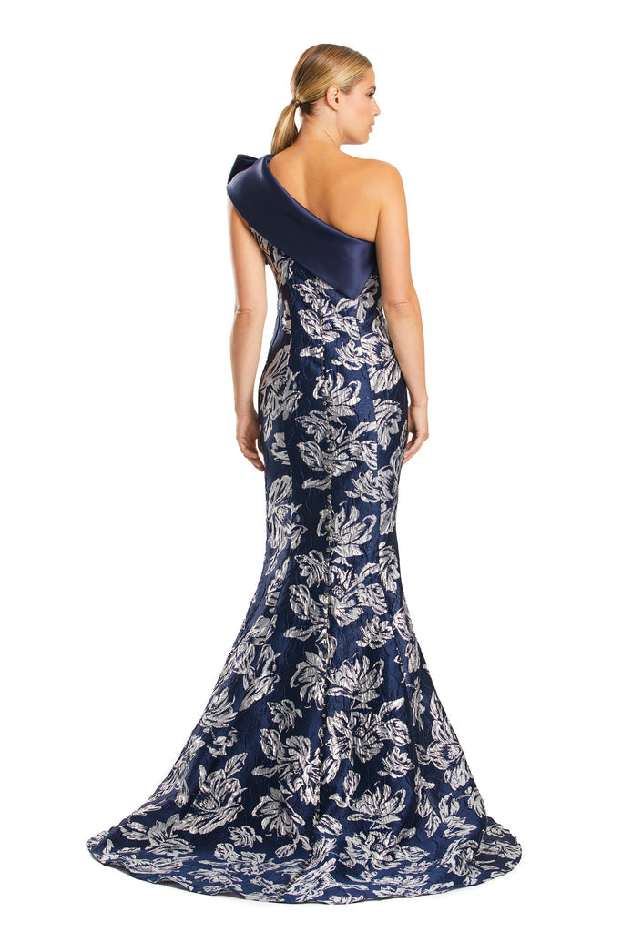 Formal Dresses Long Mermaid Formal Floral Evening Prom Dress Navy/Silver