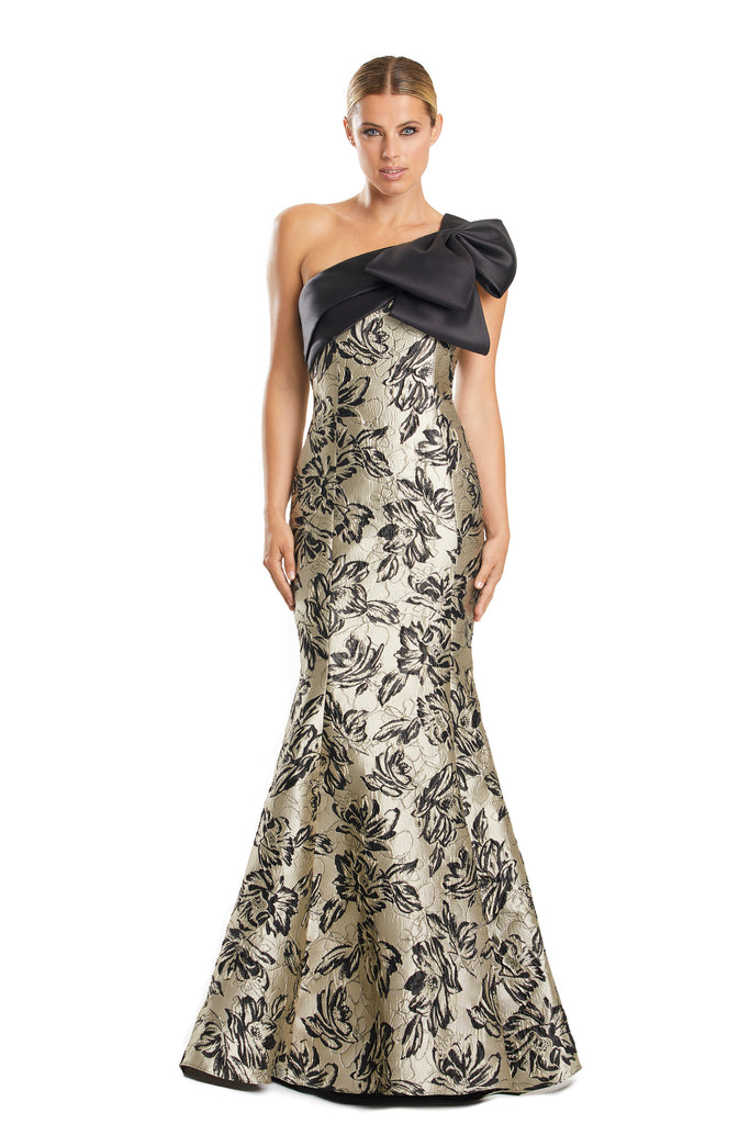 Formal Dresses Long Mermaid Formal Floral Evening Prom Dress Taupe/Black