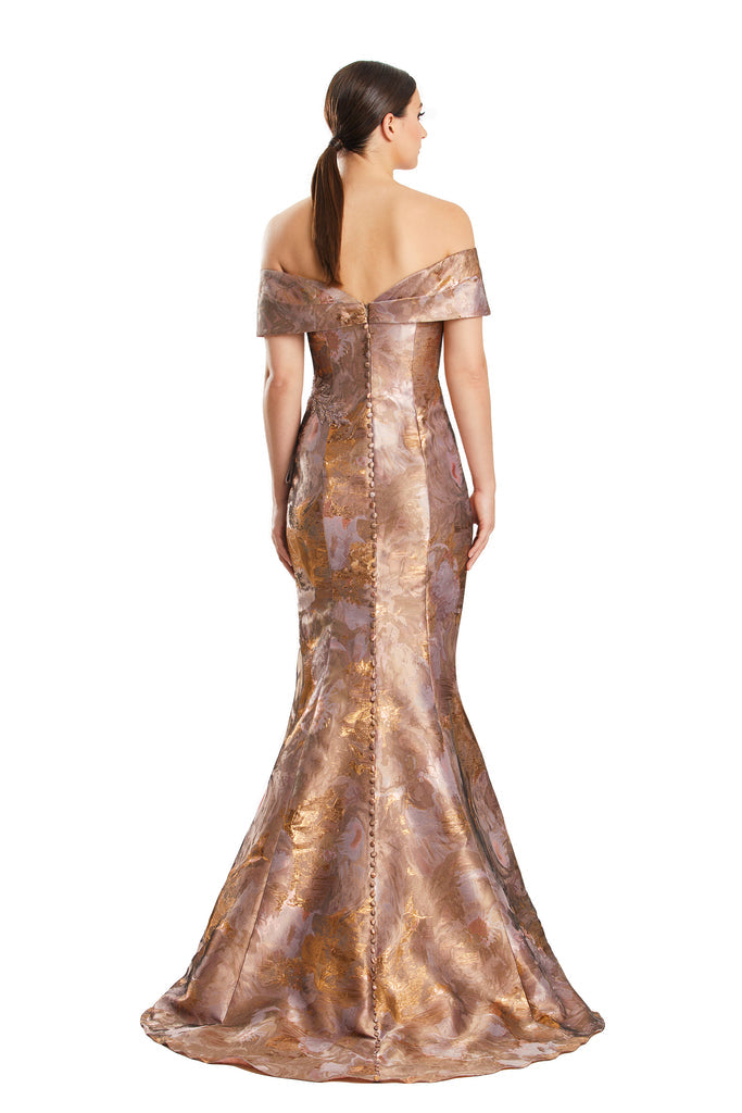 Formal Dresses Long Formal Mermaid Evening Beaded Dress Mocha/Multi