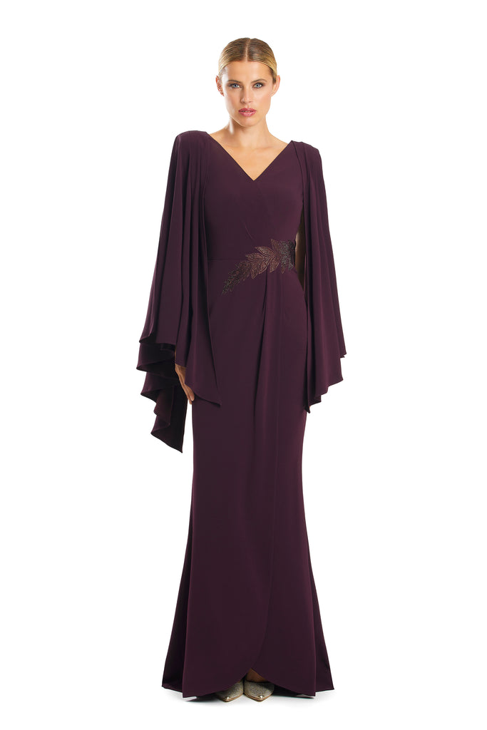 Mother of the Bride Dresses Long Formal Mother of the Bride Cape Dress Aubergine