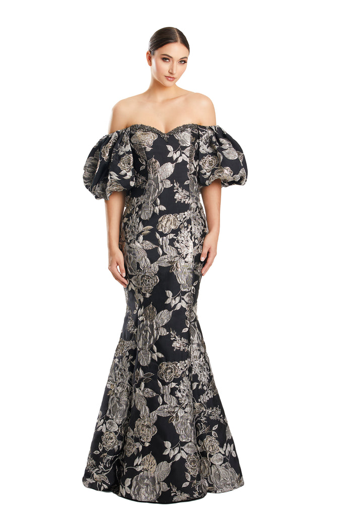 Formal Dresses Long Mermaid Formal Floral PrintEvening Dress Black/Pewter