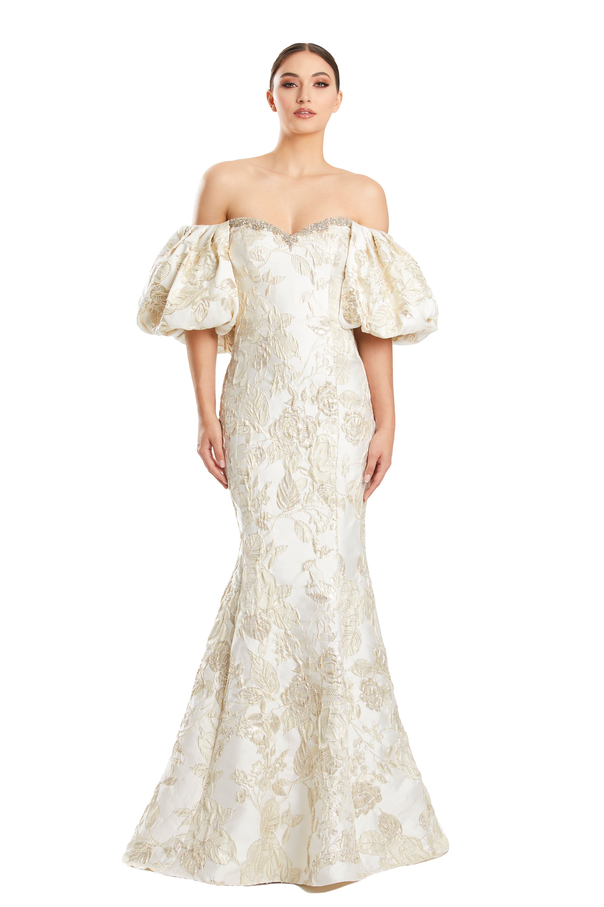 Formal Dresses Long Mermaid Formal Floral PrintEvening Dress Vanilla/Gold