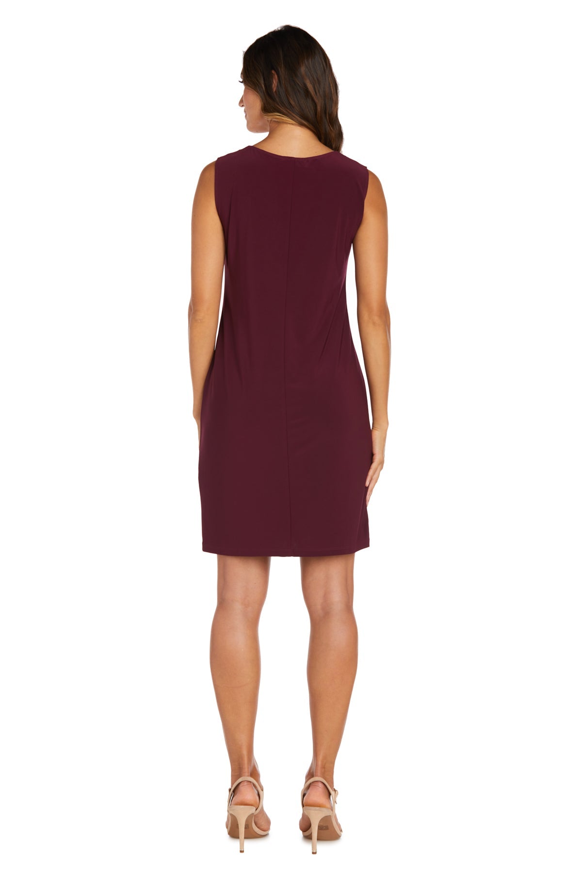 Mother of the Bride Dresses Short Piece Metallic Jacket Dress Merlot