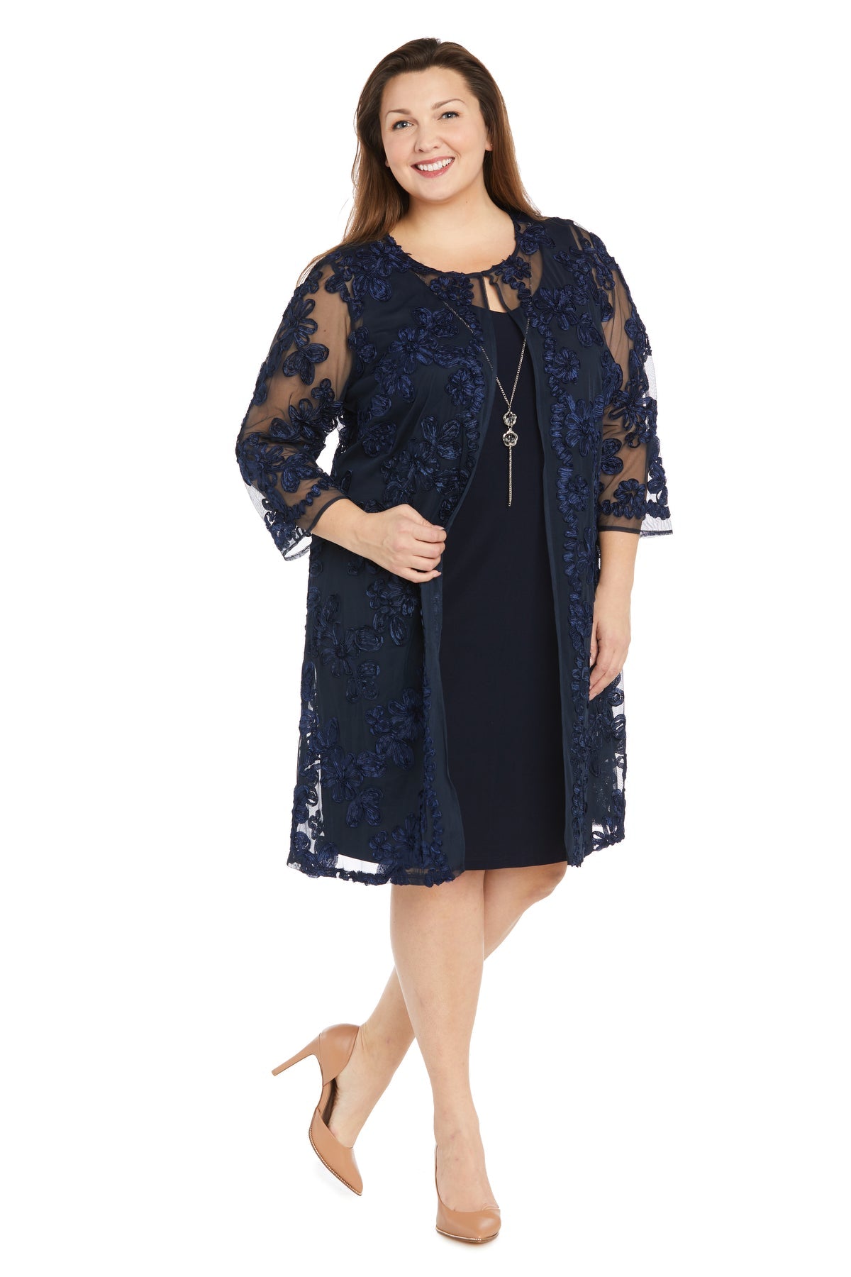 Mother of the Bride Dresses Short Floral Jacket Mother of the Bride Dress Navy
