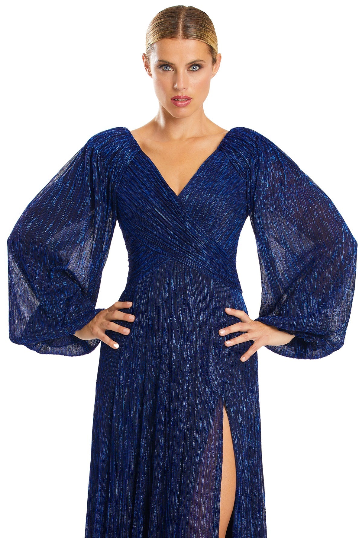 Formal Dresses Beaded Long Sleeve A Line Formal Evening Dress Royal