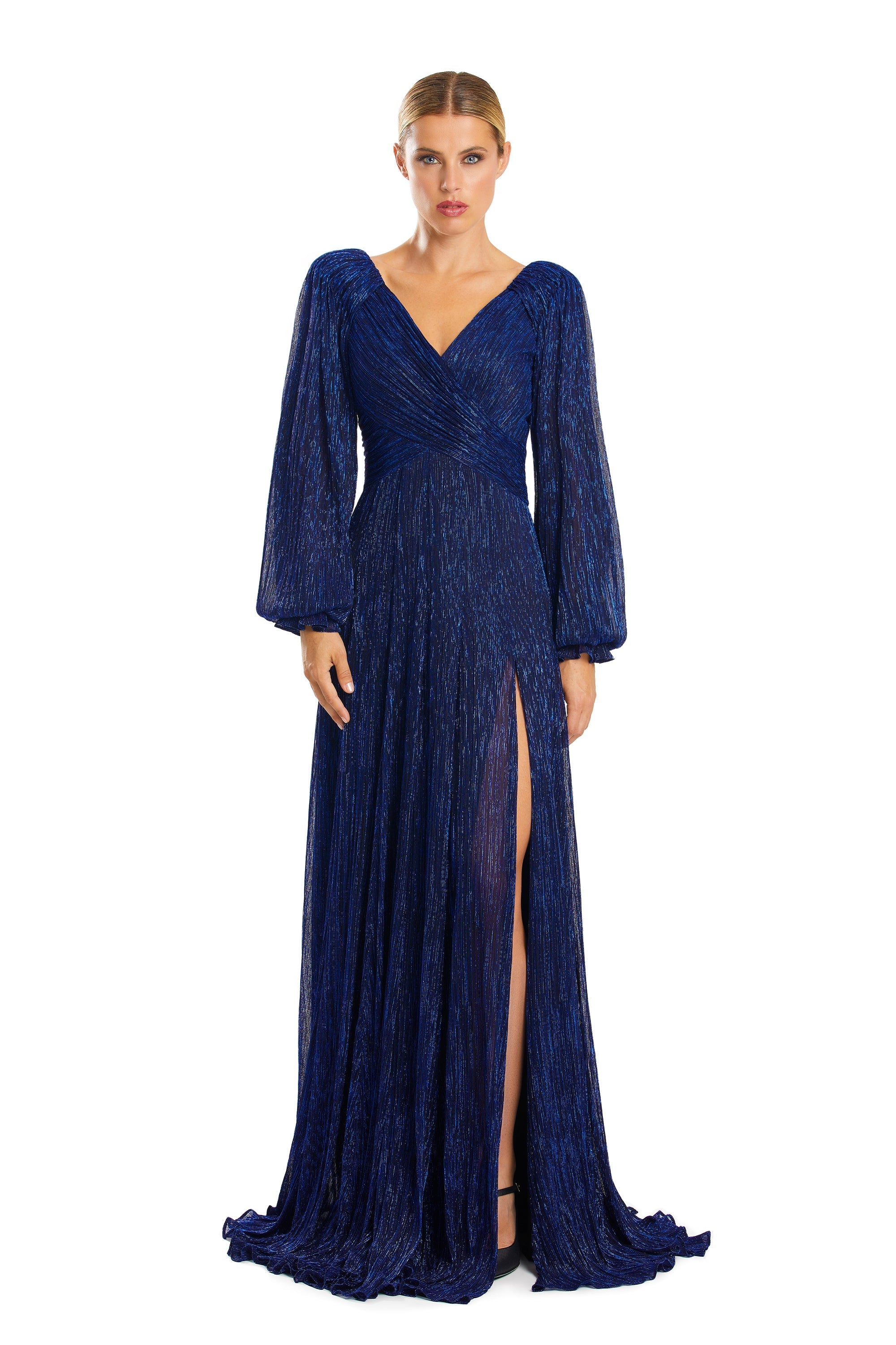 Formal Dresses Beaded Long Sleeve A Line Formal Evening Dress Royal