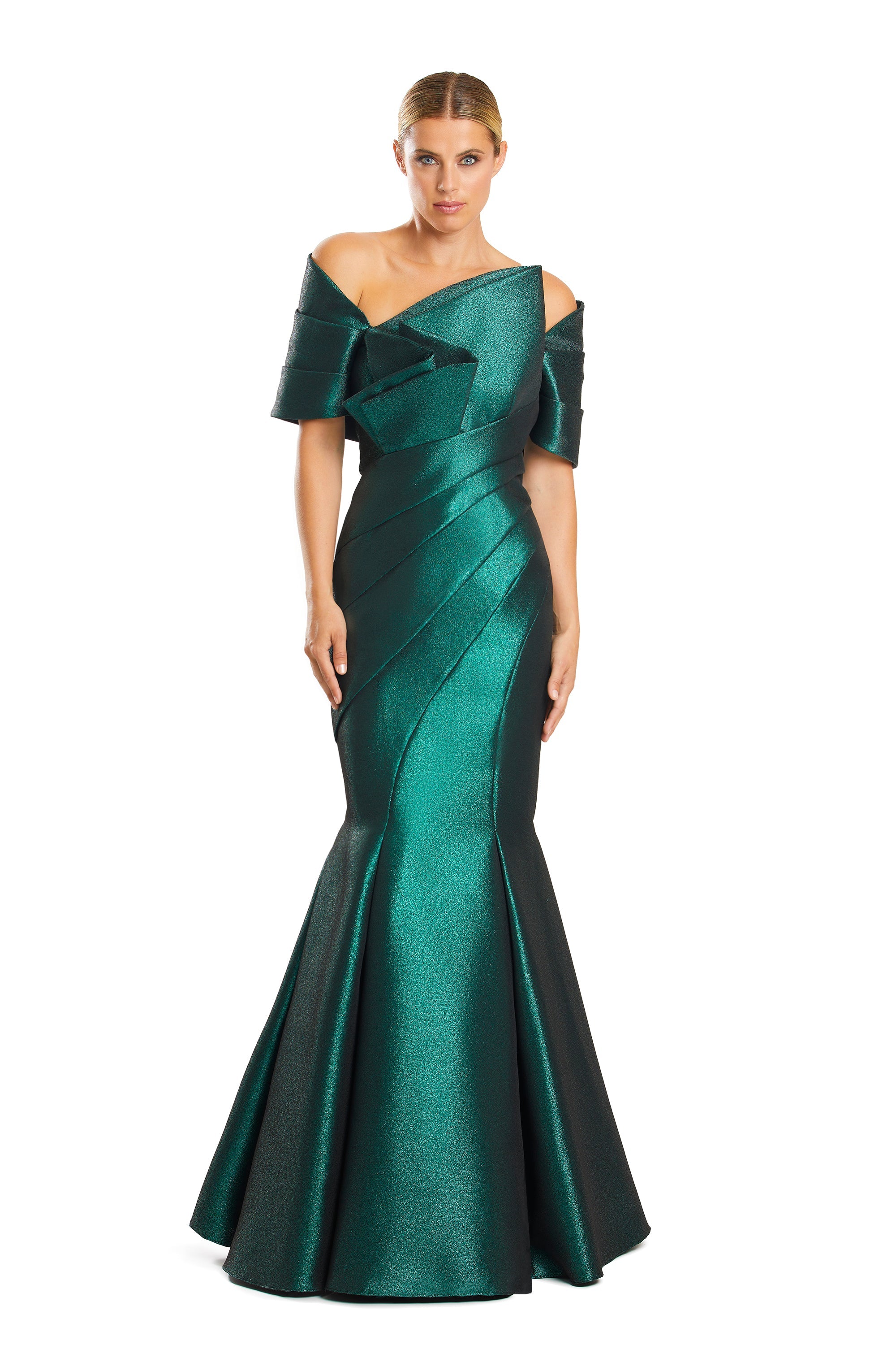 Prom Dresses Pleated Long Formal Mermaid Prom Evening Dress Emerald