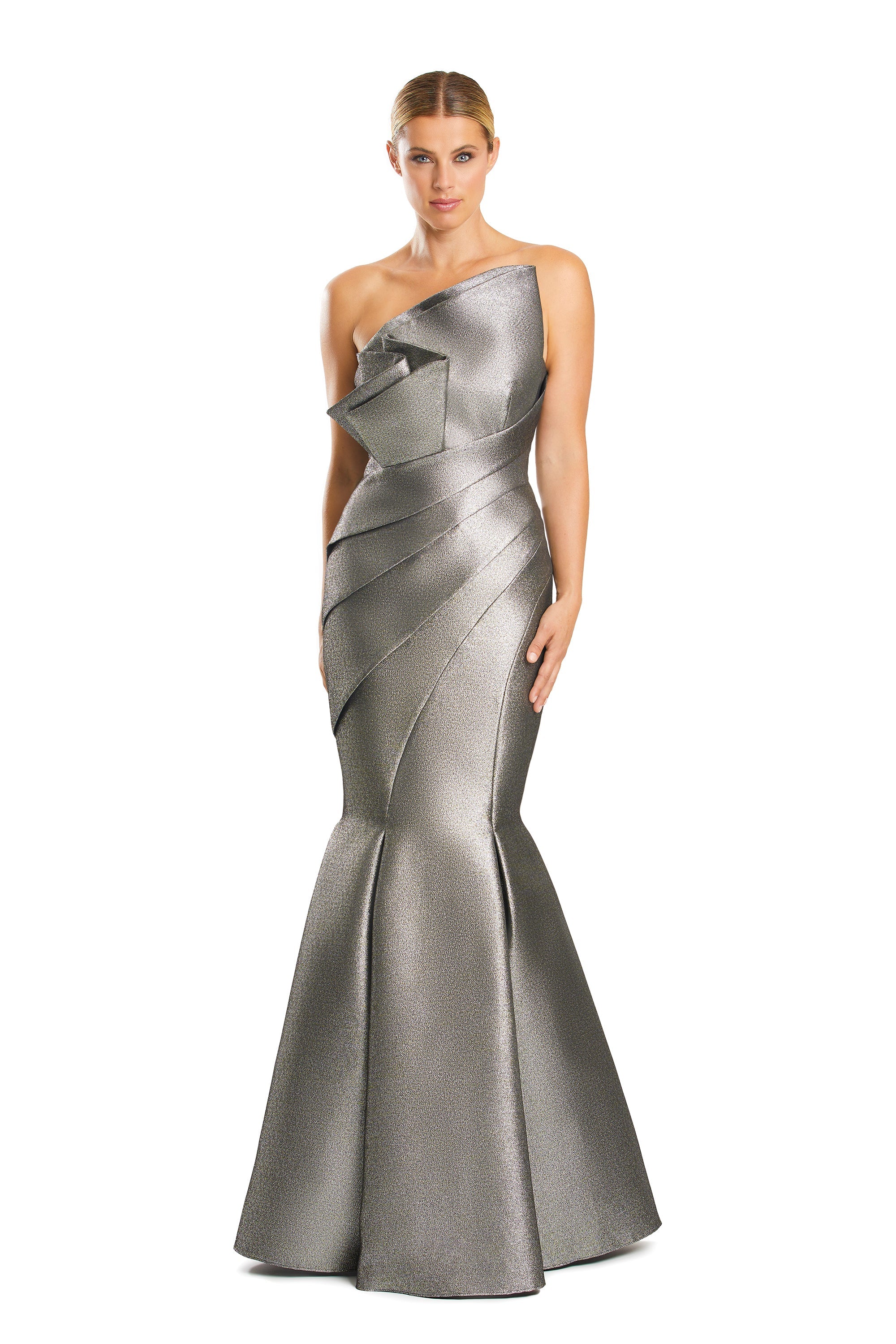 Prom Dresses Pleated Long Formal Mermaid Prom Evening Dress Gold