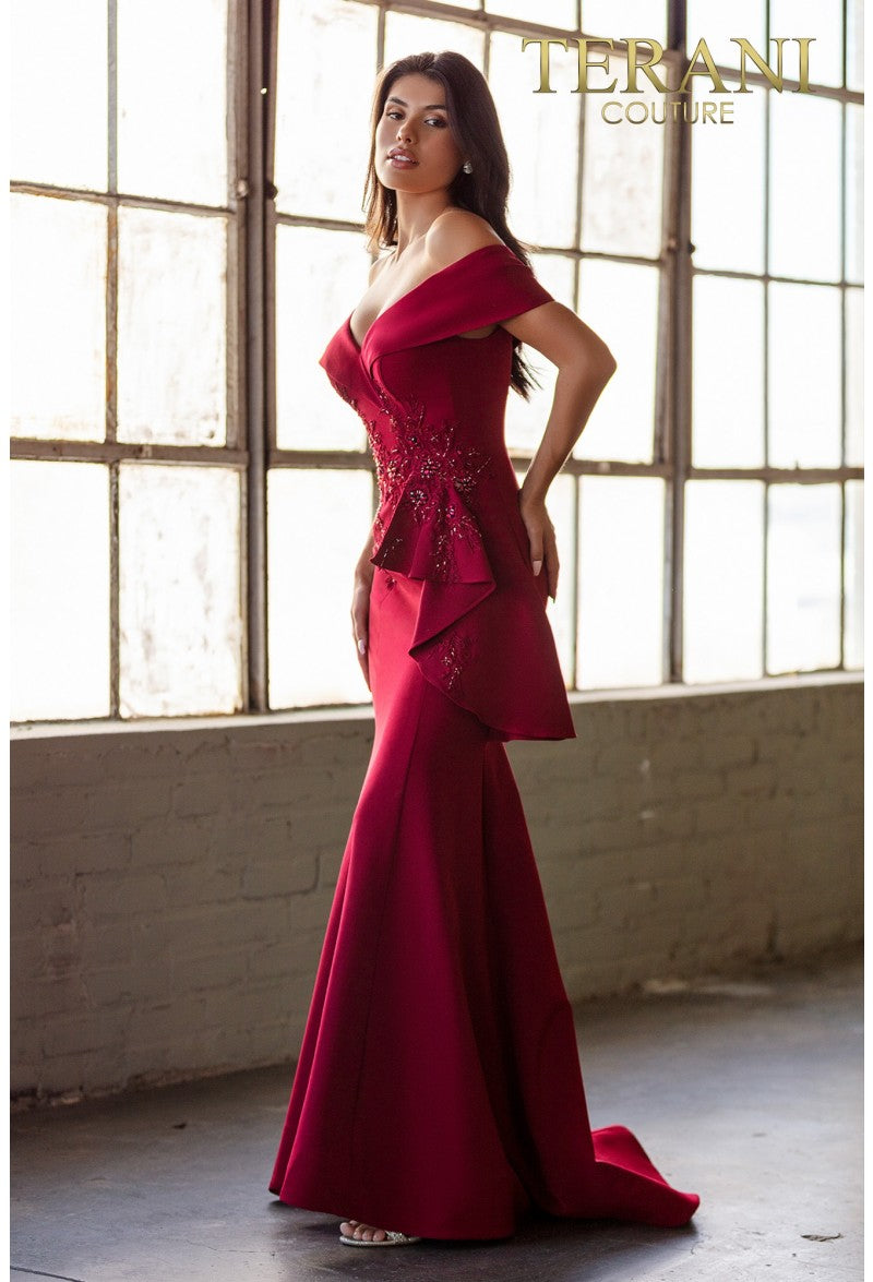 Terani Couture Long Off Shoulder Prom Dress 1911M9339 - The Dress Outlet