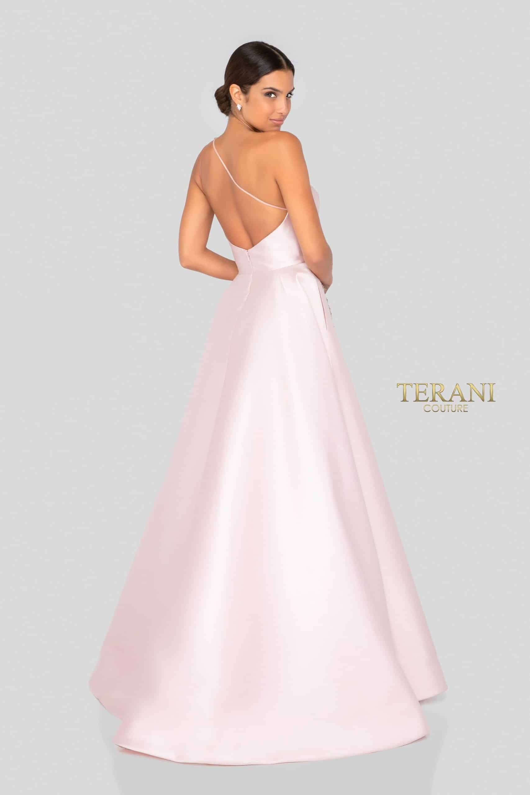 Terani Couture One Shoulder Mikado Long Ball Gown 1912E9202 - The Dress Outlet