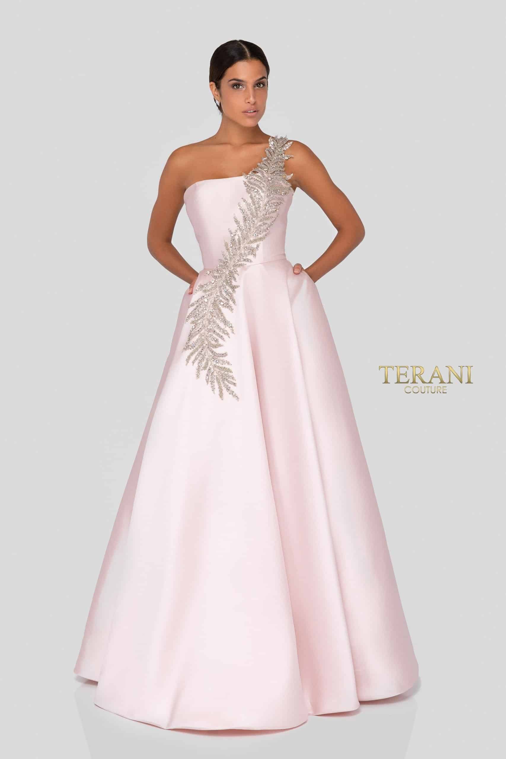 Terani Couture One Shoulder Mikado Long Ball Gown 1912E9202 - The Dress Outlet