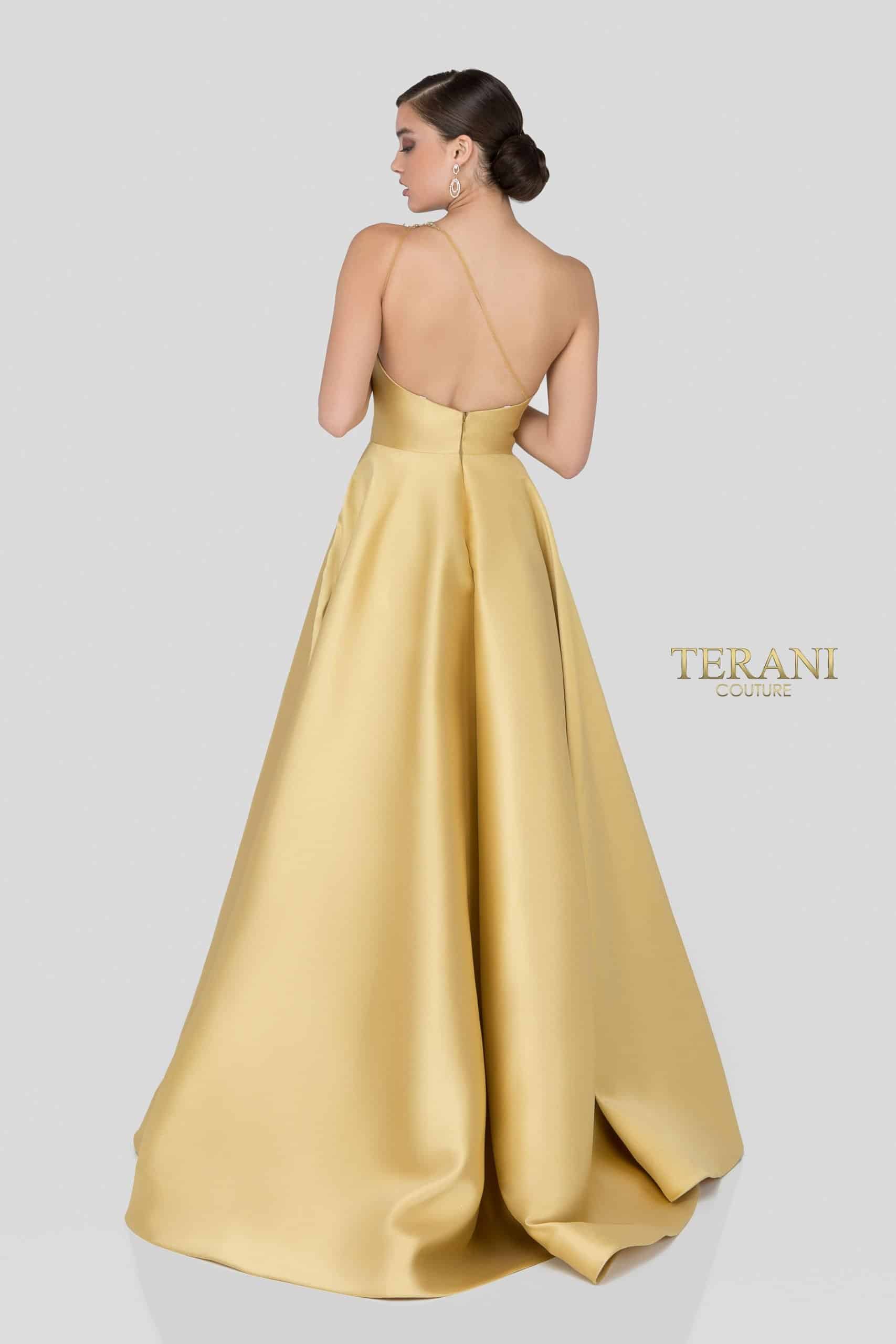 Terani Couture One Shoulder Mikado Long Ball Gown 1912E9202 - The Dress Outlet