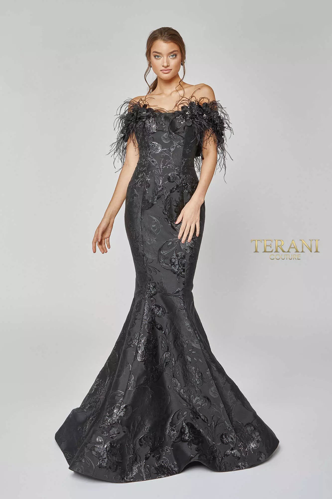 Terani Couture Long Fitted Prom Dress 1921E0136 - The Dress Outlet Black