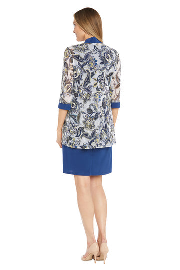 Mother of the Bride Dresses Mother of the Bride Short Pinted Jacket Dress Periwinkle/White