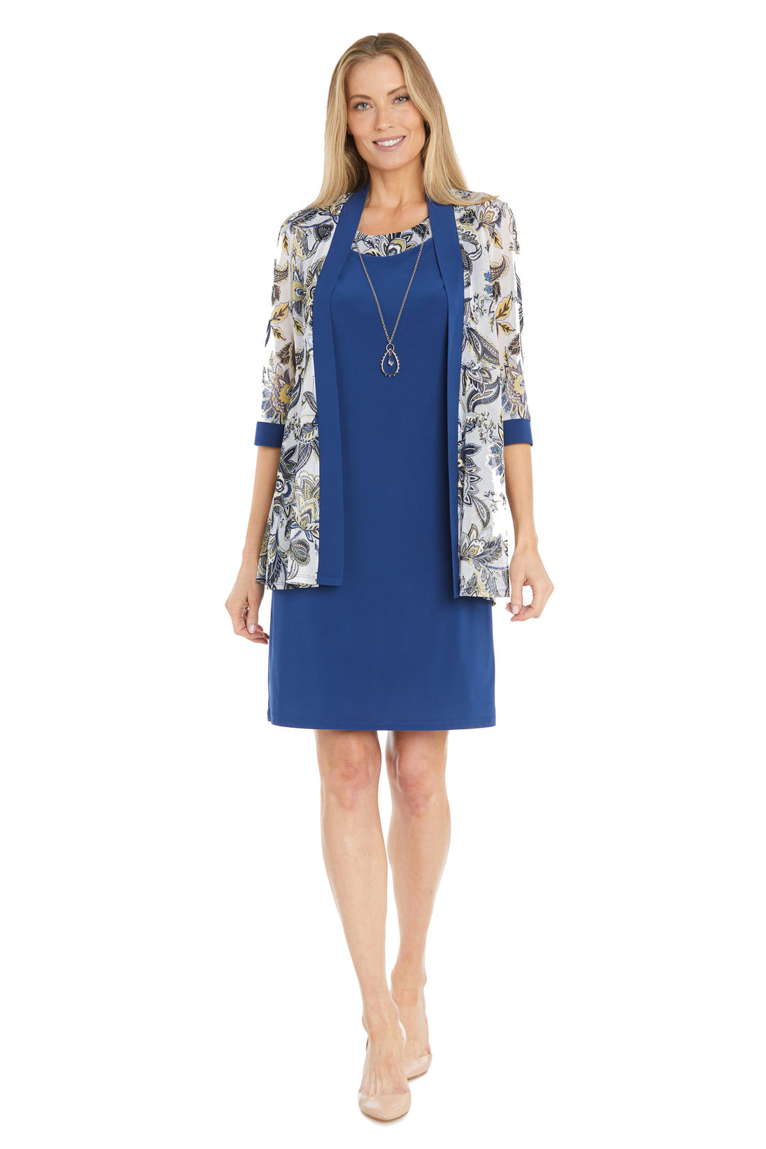 Mother of the Bride Dresses Mother of the Bride Short Pinted Jacket Dress Periwinkle/White